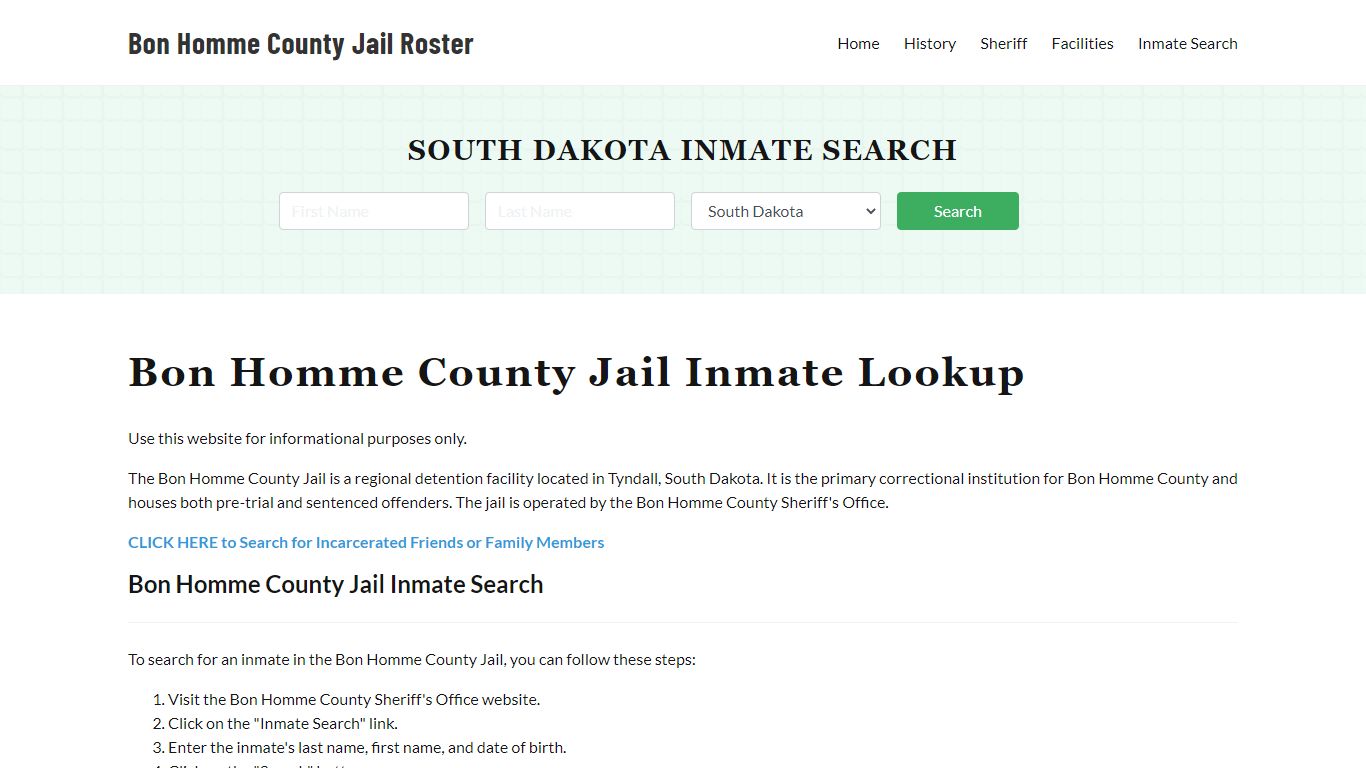 Bon Homme County Jail Roster Lookup, SD, Inmate Search