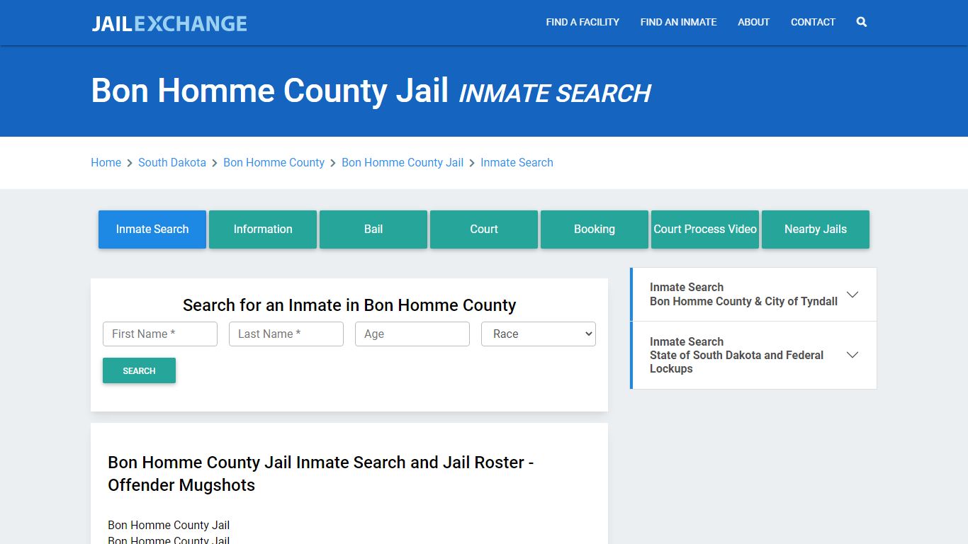 Bon Homme County Jail, SD Inmate Search: Roster & Mugshots - Jail Exchange