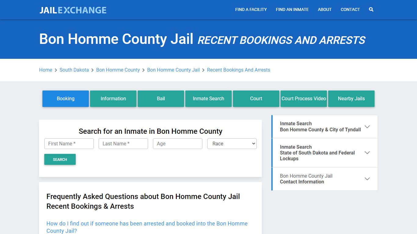 Bon Homme County Jail & Sheriff Recent Bookings And Arrests