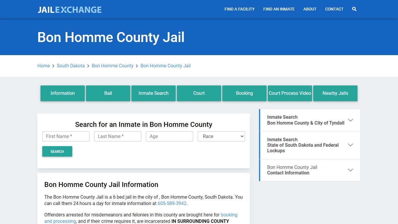 Bon Homme County Jail Roster Lookup, SD, Inmate Search