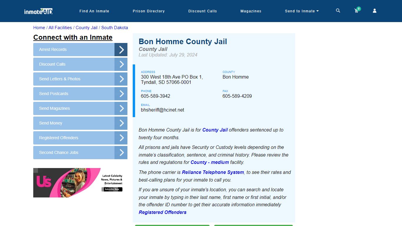 Bon Homme County Jail - Inmate Locator