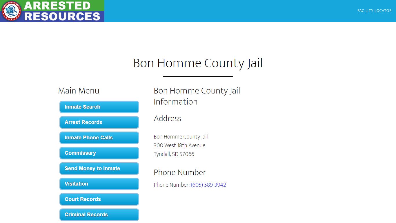 Bon Homme County Jail - Inmate Search - Tyndall, SD
